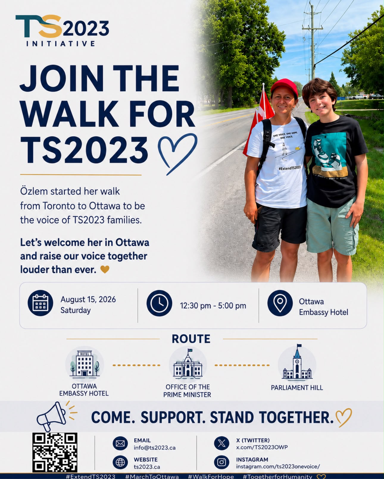 Rally in Ottawa on August 15: Welcome Özlem on Her Walk for TS2023